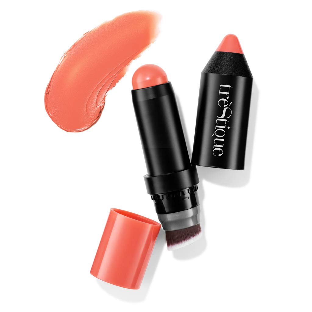 blush stick, with built-in blush brush, 2-in-1, Bora Bora Coral