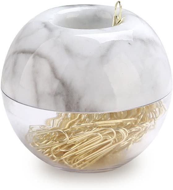 Gold paper clips in elegant magnetic holder