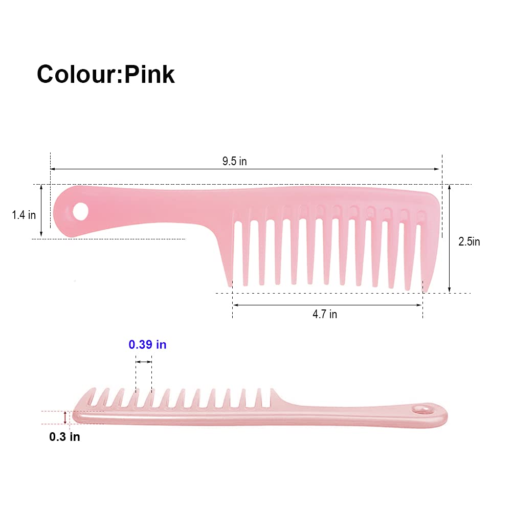 2 pieces and wide tooth detangling comb (Pink)