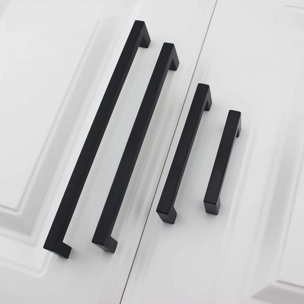 2-Pack Cabinet Handles, Hole Centers:3in (76mm), Black