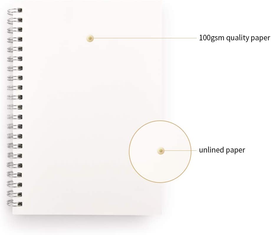 Blank Spiral Notebook, 100 Pages/50 Sheets, 7.5" x 5.1"