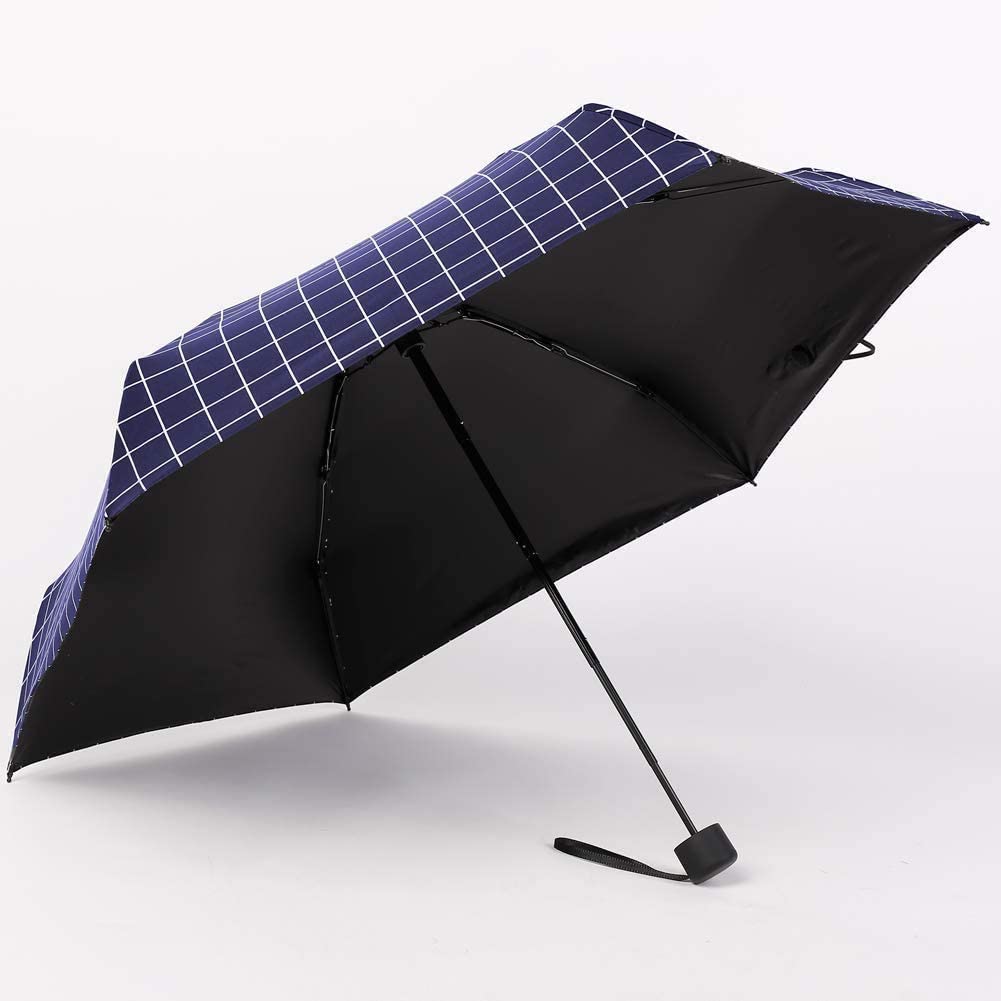 Mini Travel Umbrella with Case, Color: Blue Lattice, 34"