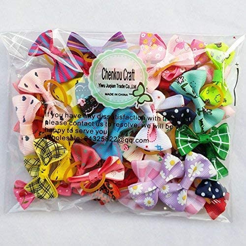 50 Pcs 25 Pairs Pet Hair Bows Mix Colors