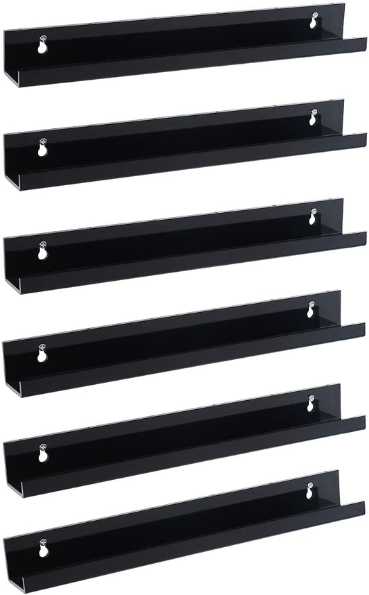 Acrylic Wall Shelves, 6-Pack (15") Black