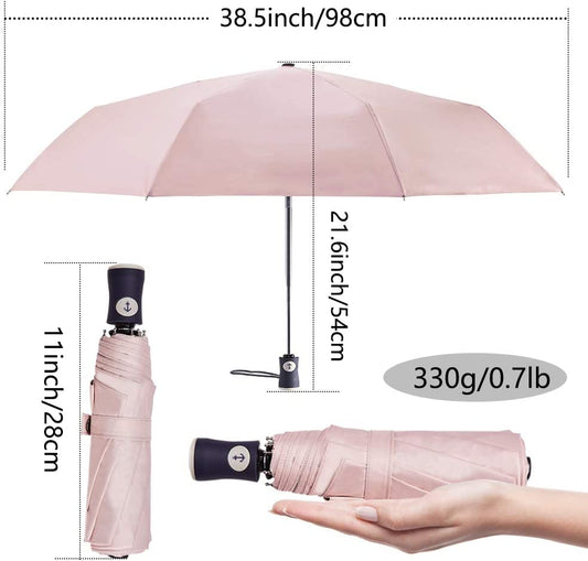 Compact Folding Travel Umbrella with UV Filter, Colour: Pink