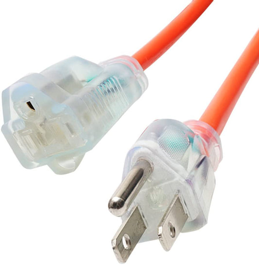 2 Pack 16 AWG Night Light Extension Cord - 10ft (16/3 Orange)