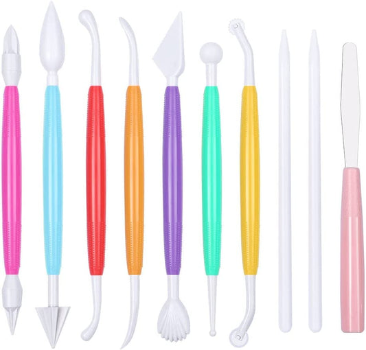 10 pieces of plastic clay molding tools, (colorful)