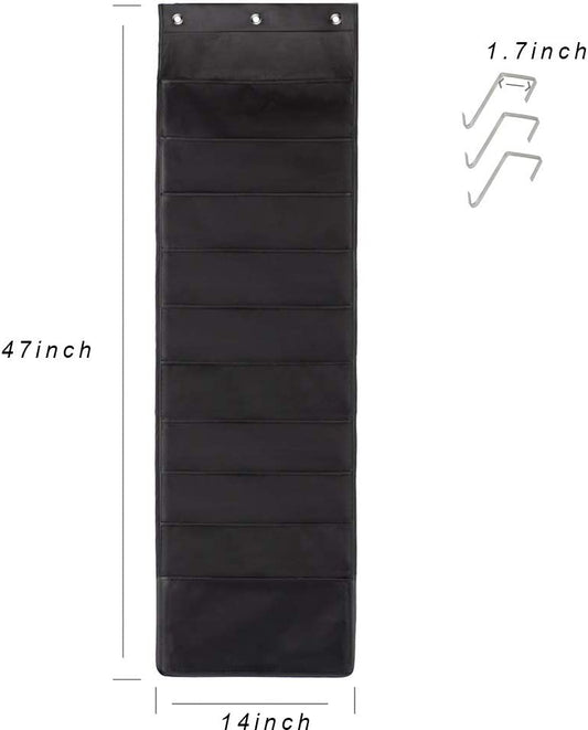 Hanging File Folder Holder, 10 Pockets, (Black)