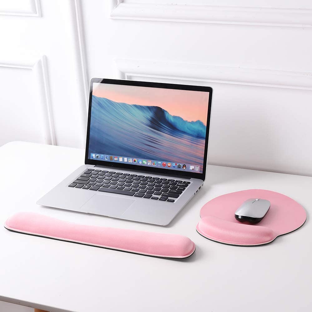 Keyboard and Wrist Rest Pink Mouse pad