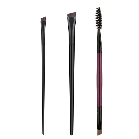 3 brow brushes, flat angle, slant, brow care comb