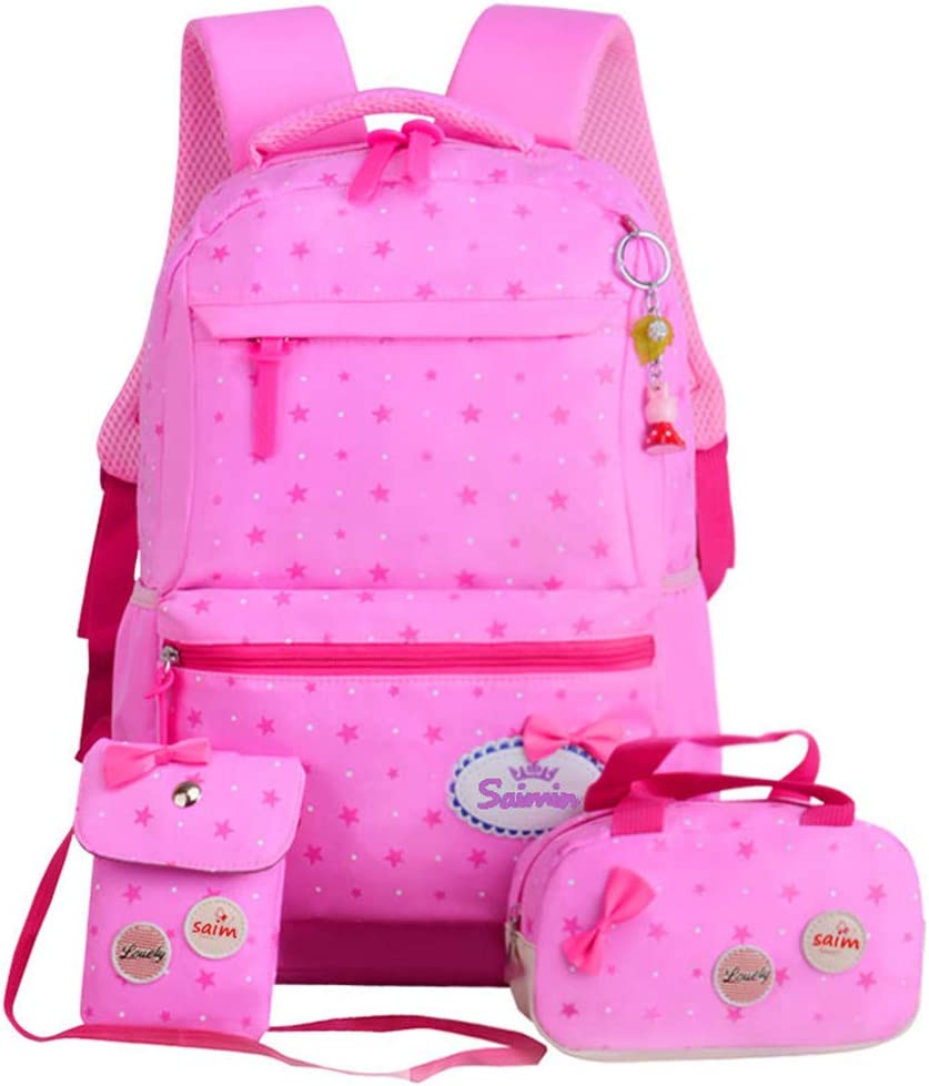 Backpack with star print and big bow, color: pink