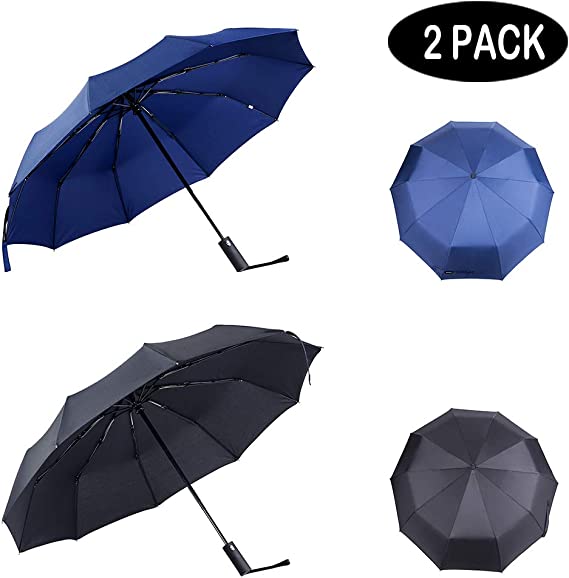 2 Packs Travel Umbrella, Automatic, color: blue and black