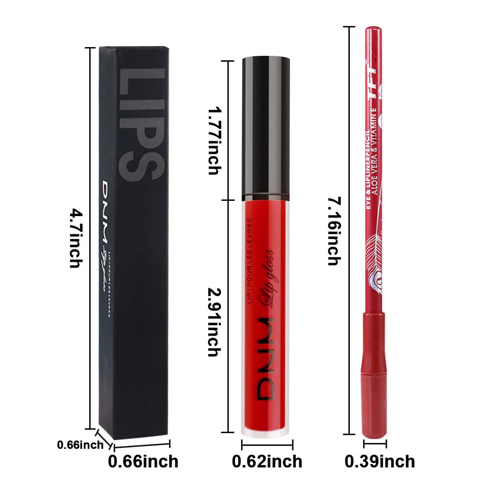 2Pcs Matte Ruby Red Lip Liner and Lipstick Makeup Set