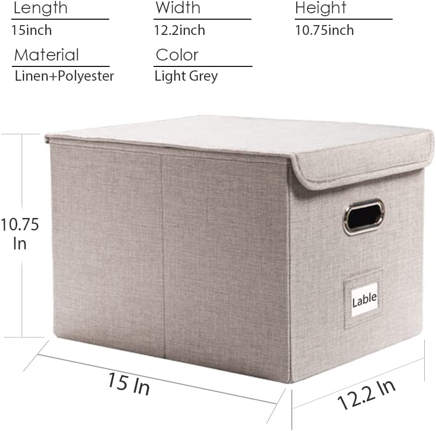 Set of 2 File Organizer Box, Color (Light Grey)