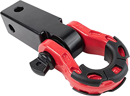 Aluminum 2x2” Hitch Receiver (Black Hitch + Red Shackles)