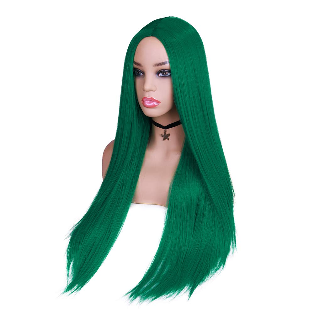 Green Long Straight Hair Wig