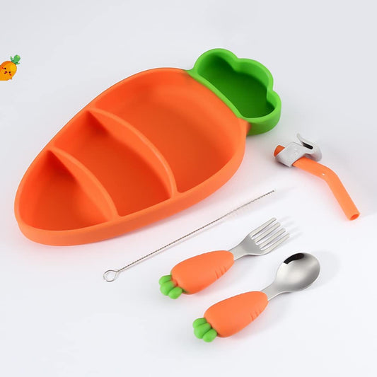 Plates for Baby, of Silicone, (Orange Carrot)