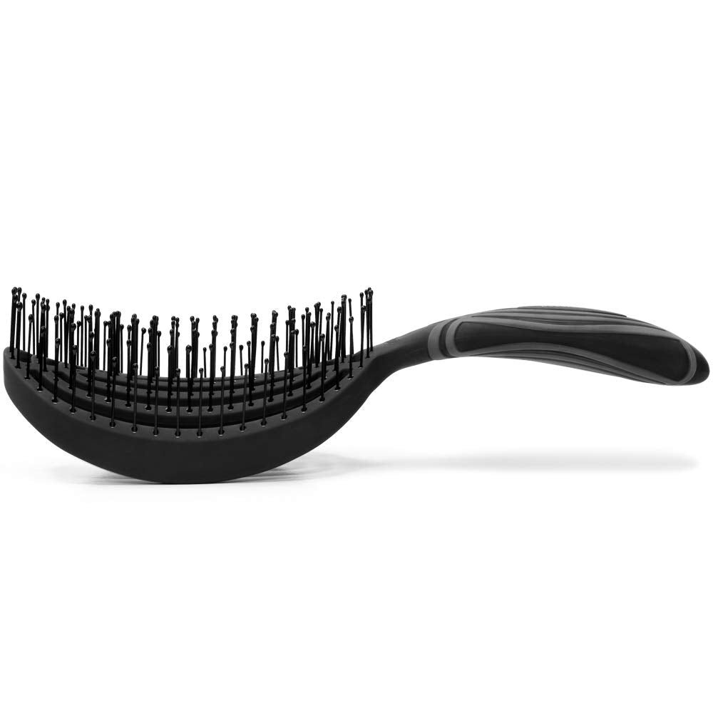 Patented Circular/Double Curved Vented Detangler (Black)