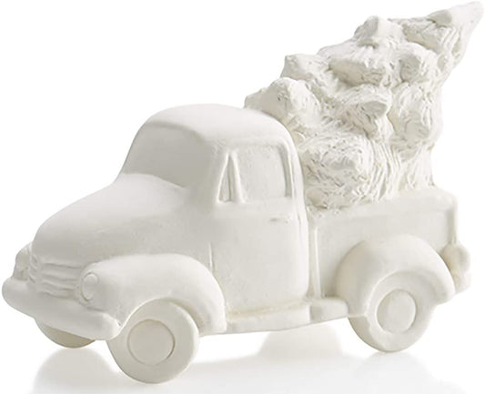 Antique Truck with Ceramic Tree to Paint, 5" L x 2.25" W x 3" H