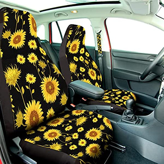 9 Piece Sunflower Car Accessories Set Color: Black