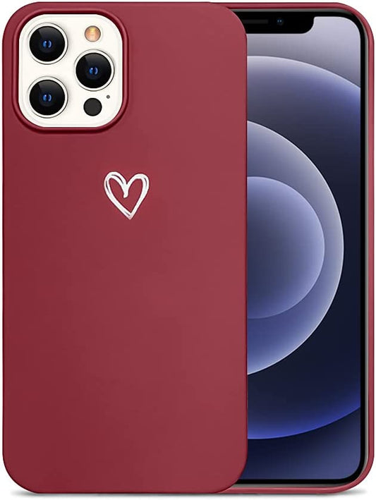 Heart Design Soft Liquid Silicone Case (Red Wine)