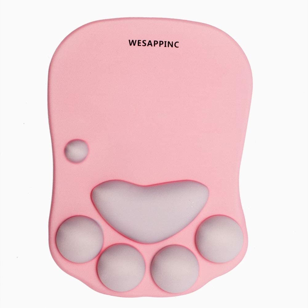 Cat Paw Pattern Mouse Pad (10.7 x 7.8 x 0.9 inches) (Pink)