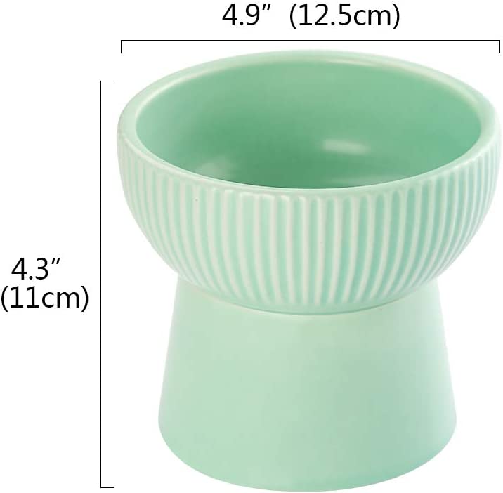 Ceramic Elevated Cat Bowl, (Green) style 1