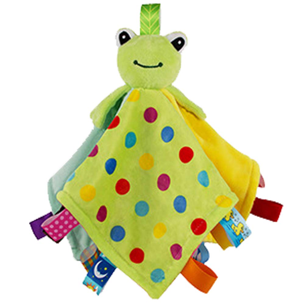 Baby blanket with stuffed animal, Green Frog