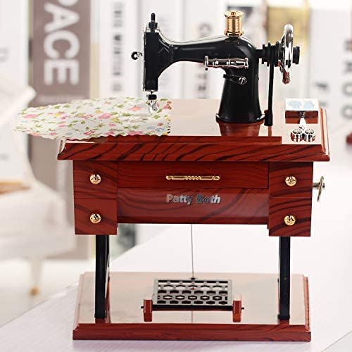 Music box for sewing machine, vintage look (brown 01)