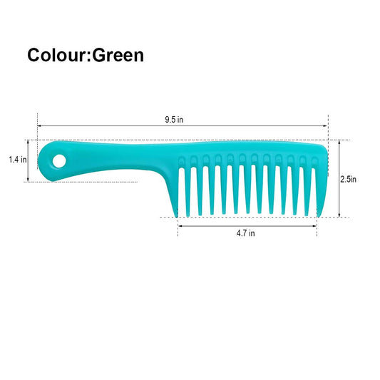 3 pieces and wide tooth detangling comb (green)