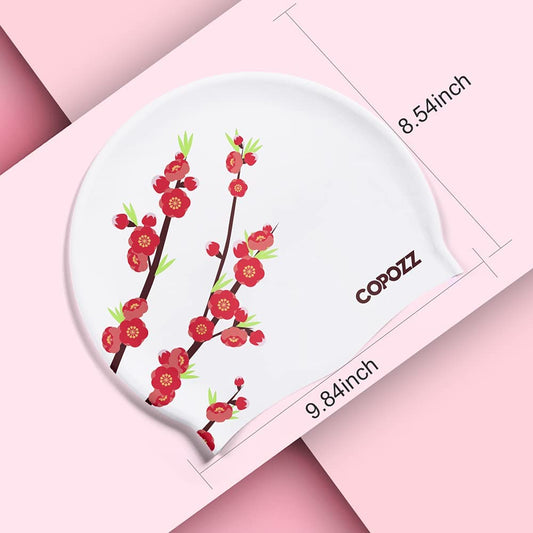 Silicone Swim Cap (Plum Blossom)