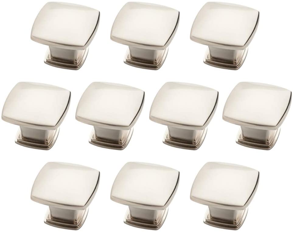 1-1/5" (30mm) Square Cabinet Knobs - 10 Hardware, Satin Nickel