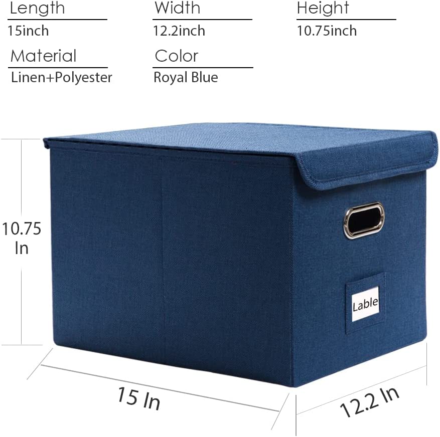 set of 2 File Organizer Box, Color (Navy Blue)