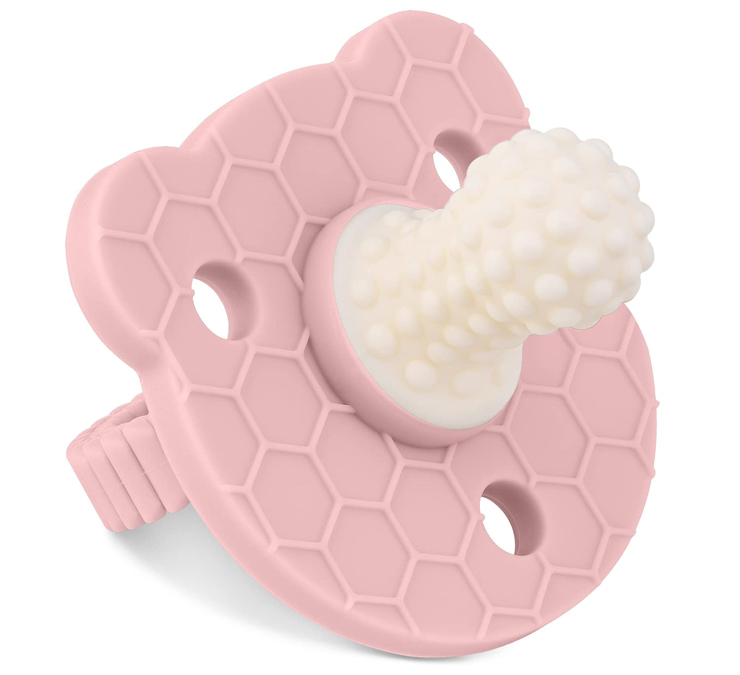 Silicone Pacifier Shaped Baby Teething Toy, Pink Rose