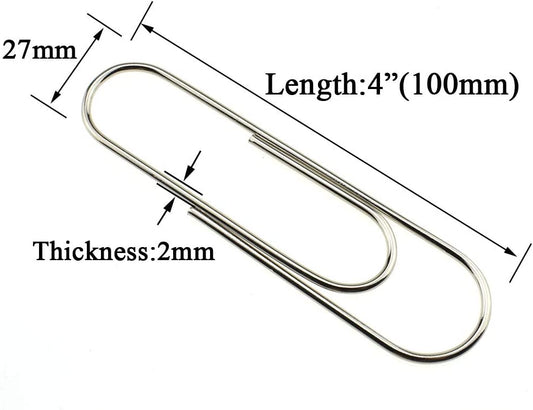 Heavy Duty Paper Clips 4 Inch Length - Pack of 14 Clips