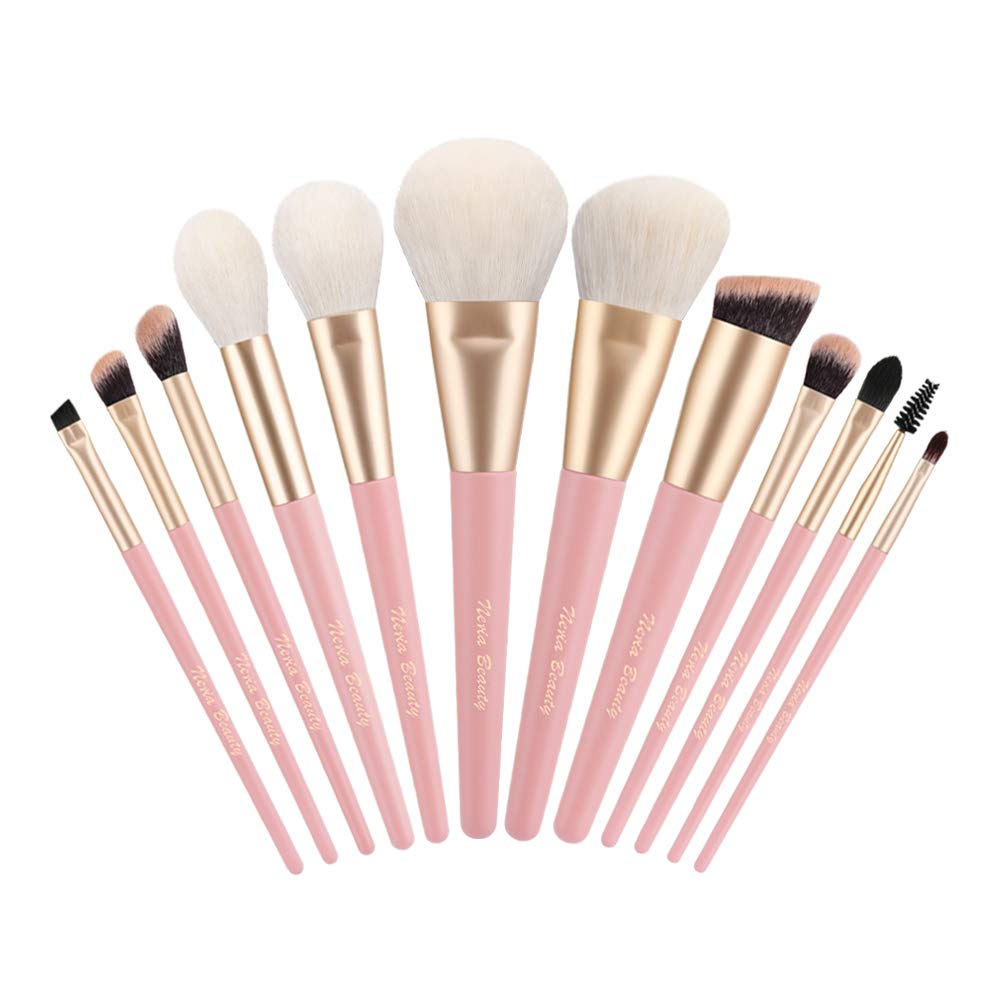 professional makeup brush kit (pink, 12 pieces)