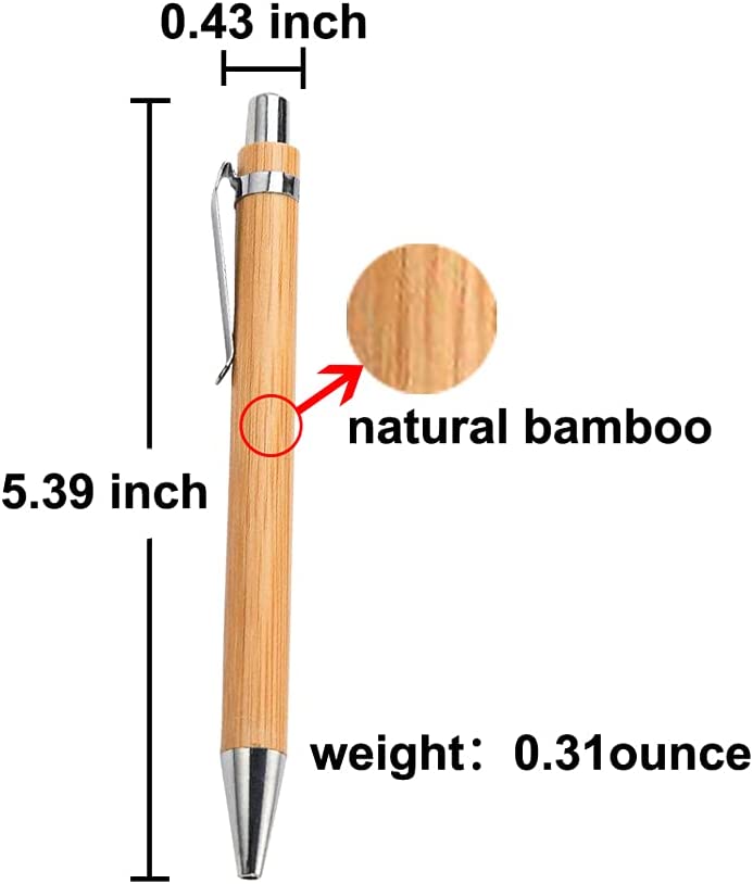 Pack of 12 Bamboo Pens, 1mm Black Ink