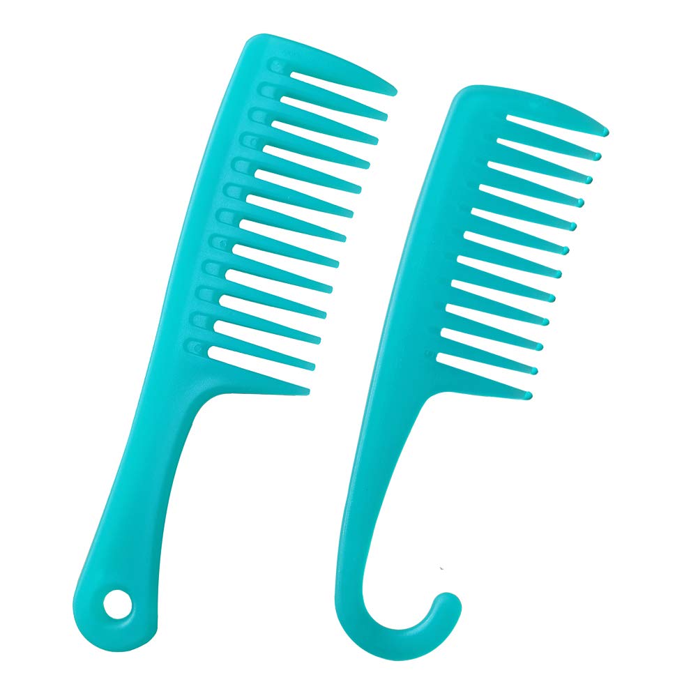 3 pieces and wide tooth detangling comb (green)