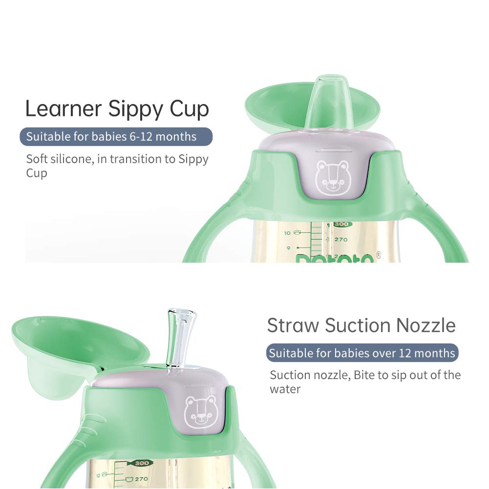 Toddler Sippy Cups with Spill-Proof Straw, 6 oz, Green