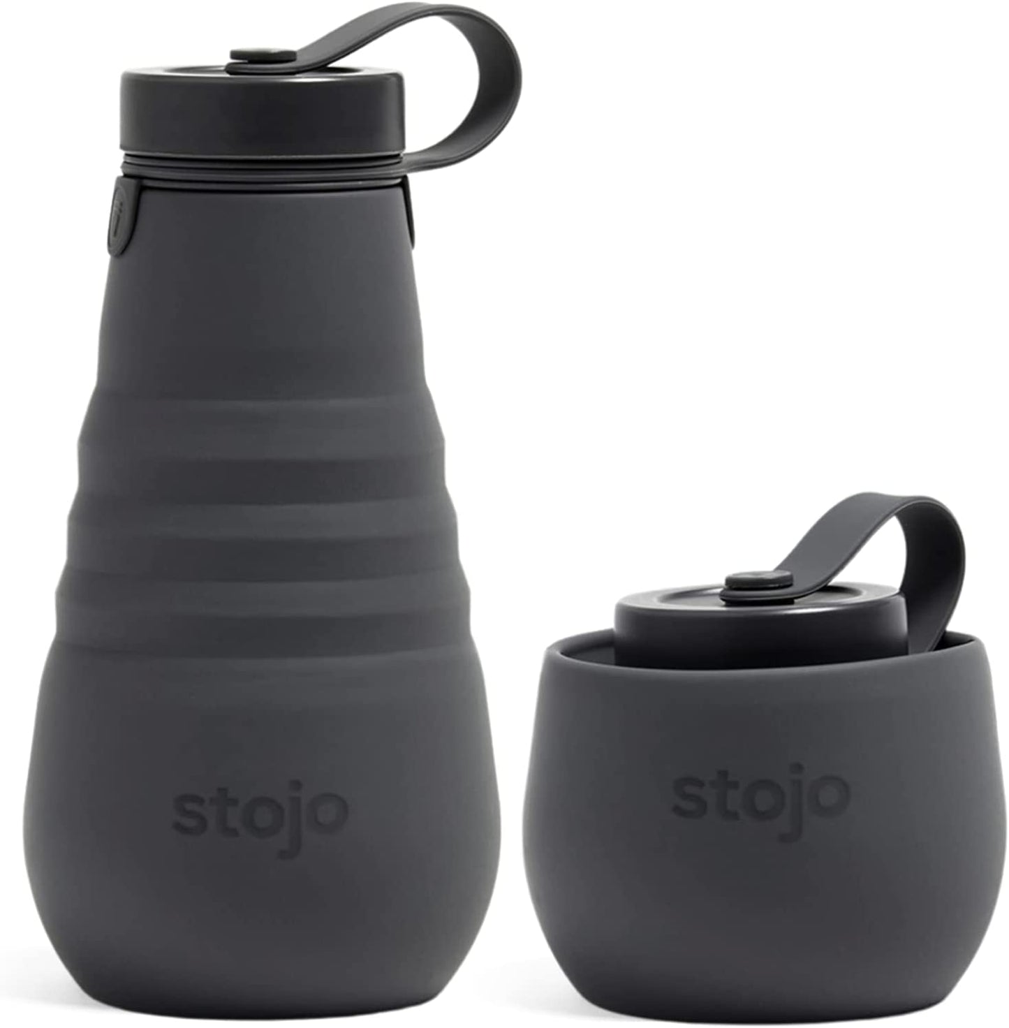 Collapsible silicone water bottle, Original Bottle, Color: Carbon