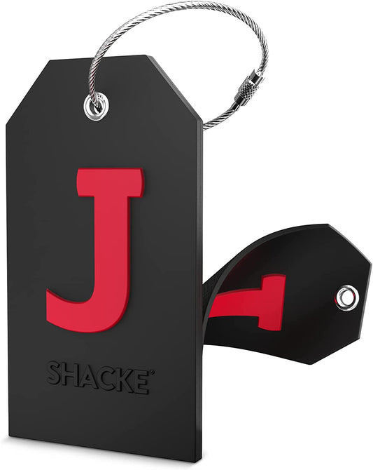 Luggage Tag, Initial with Privacy Cover and Steel Loop (J)