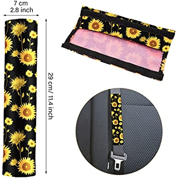 9 Piece Sunflower Car Accessories Set Color: Black