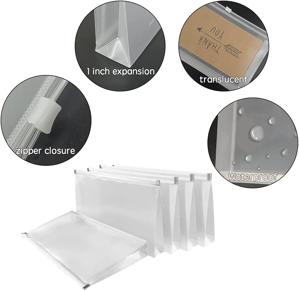 Plastic Envelopes, Zipper, Poly, Clear, 20 Pack