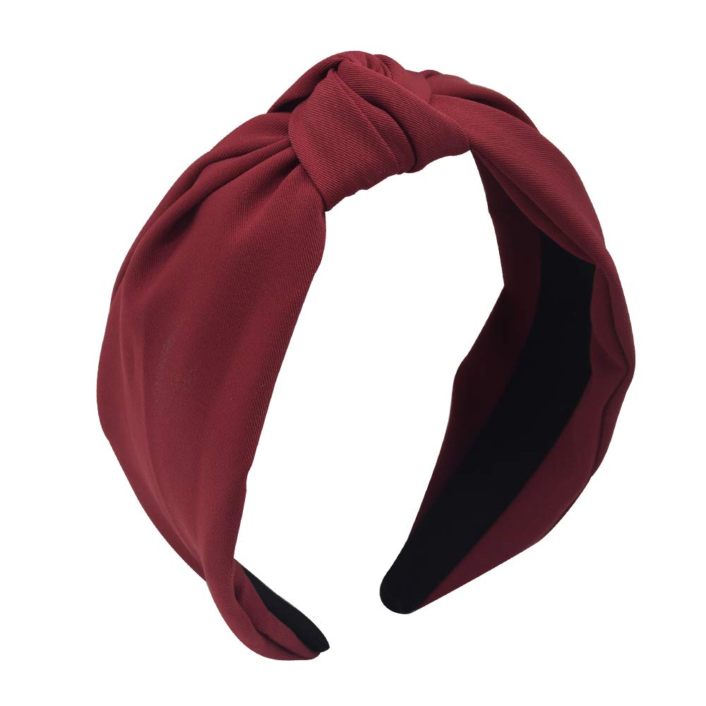 1 Pcs Women's Knotted Headband Wine Red