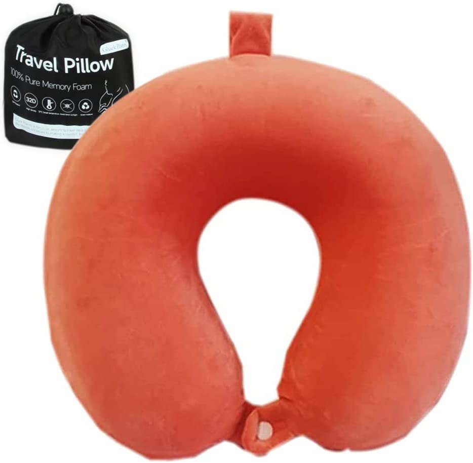 Airplane Neck Pillow for Travel, U Shape, (Orange)