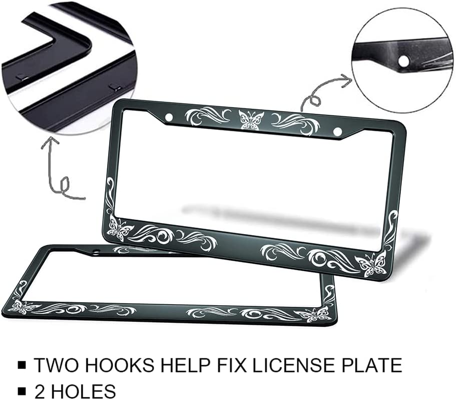 Butterflies and Swirls License Plate Frame, 2 Pieces, color Black