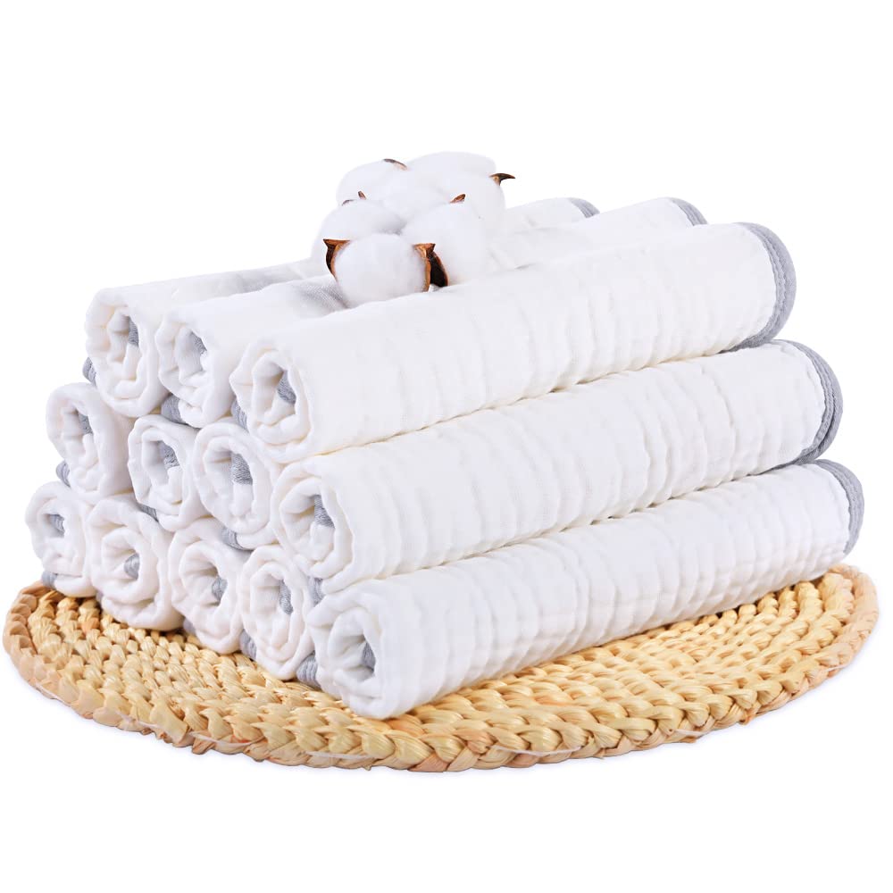 All-Purpose Muslin Cloths, 12-Pack, 20" x 10", (Color: White)