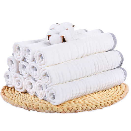 All-Purpose Muslin Cloths, 12-Pack, 20" x 10", (Color: White)