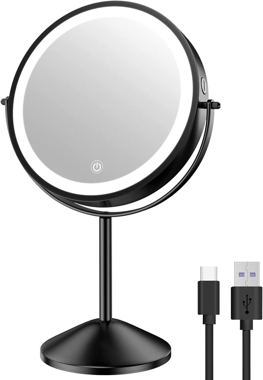 8 Inch Lighted Makeup Mirror, 3 Color Lights