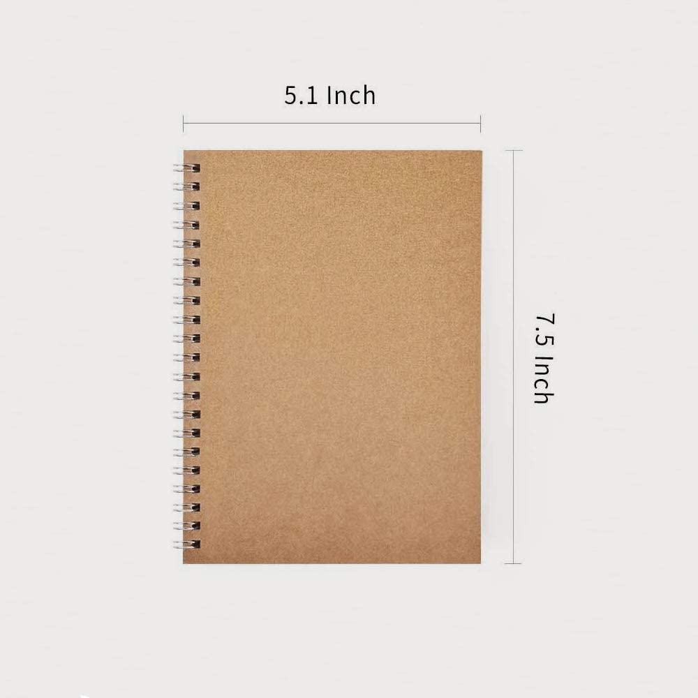 Blank Spiral Notebook, 100 Pages/50 Sheets, 7.5" x 5.1"